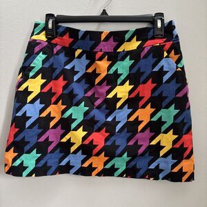 Loudmouth Ladies Golf Skort Y2K 90s 80s MCM Multicolor Houndstooth Lined Skirt 6